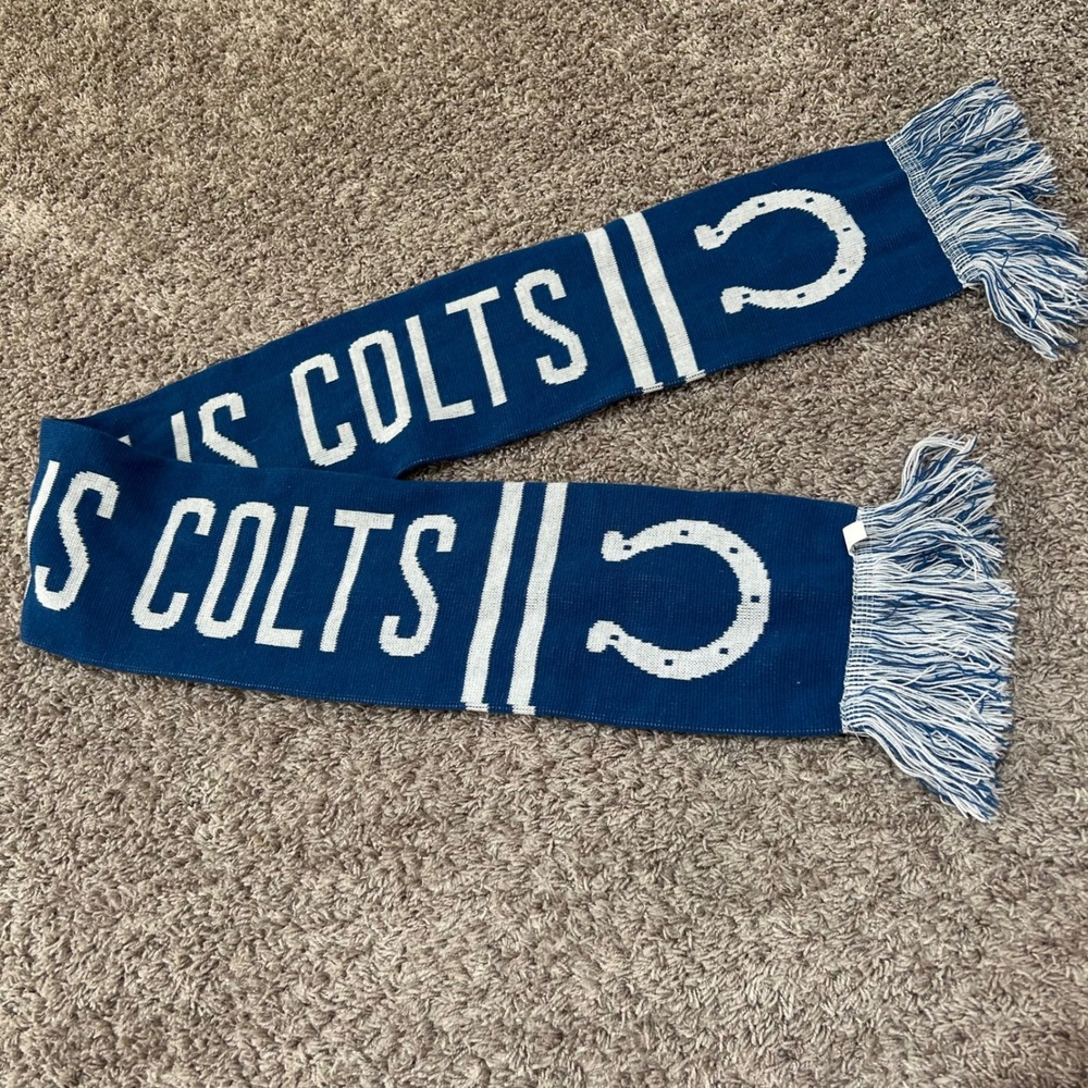 Indianapolis Colts NFL Knit Scarf Blue White Horseshoe‎ Logo Fan Gear 60 Inch